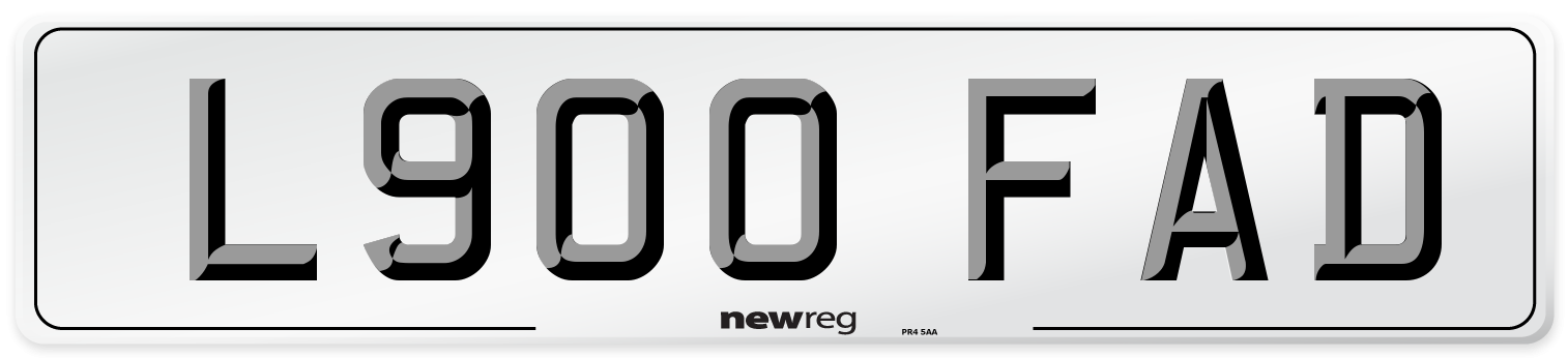 L900 FAD Number Plate from New Reg